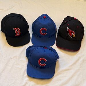 Lot of 4 boys Sports Team Logo Caps mlb baseball